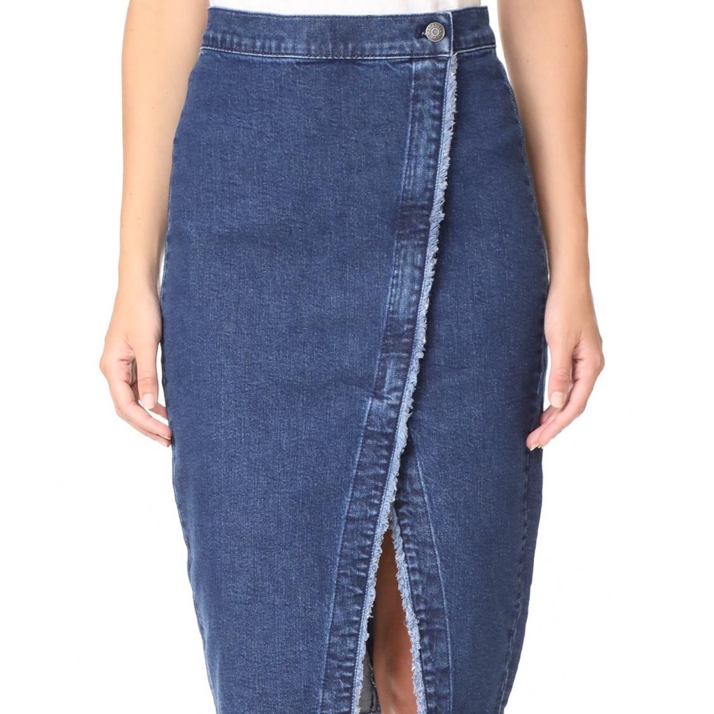 Madewell Denim Overlay Raw Hem Midi Skirt